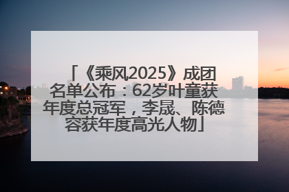 《乘风2025》成团名单公布：62岁叶童获年度总冠军，李晟、陈德容获年度高光人物