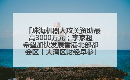 珠海机器人攻关资助最高3000万元；李家超希望加快发展香港北部都会区丨大湾区财经早参