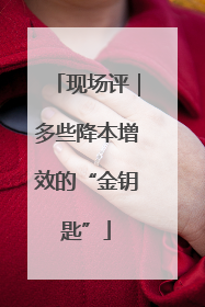 现场评｜多些降本增效的“金钥匙”
