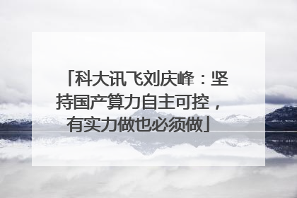 科大讯飞刘庆峰：坚持国产算力自主可控，有实力做也必须做