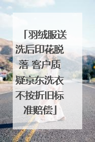 羽绒服送洗后印花脱落 客户质疑京东洗衣不按折旧标准赔偿