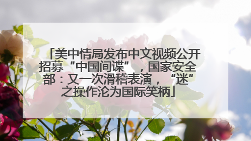 美中情局发布中文视频公开招募“中国间谍”，国家安全部：又一次滑稽表演，“迷”之操作沦为国际笑柄