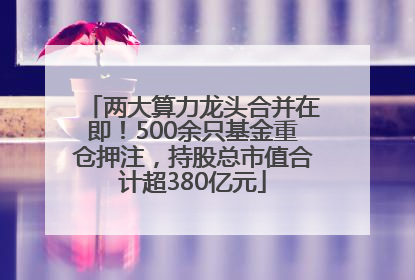 两大算力龙头合并在即！500余只基金重仓押注，持股总市值合计超380亿元