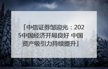 中信证券邹迎光：2025中国经济开局良好 中国资产吸引力持续提升
