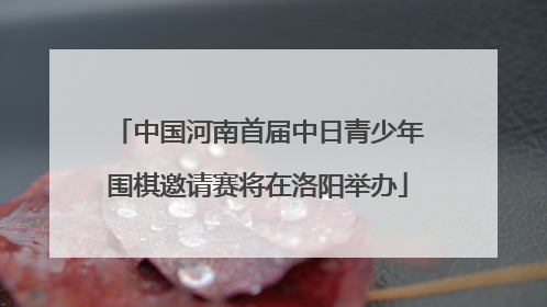 中国河南首届中日青少年围棋邀请赛将在洛阳举办