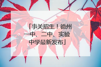 事关招生！德州一中、二中、实验中学最新发布