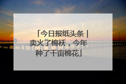 今日报纸头条｜卖火了棉袄，今年种了千亩棉花