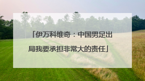 伊万科维奇：中国男足出局我要承担非常大的责任