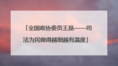 全国政协委员王昆——司法为民做得越细越有温度