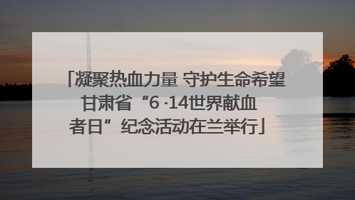 凝聚热血力量 守护生命希望 甘肃省“6 ·14世界献血者日”纪念活动在兰举行
