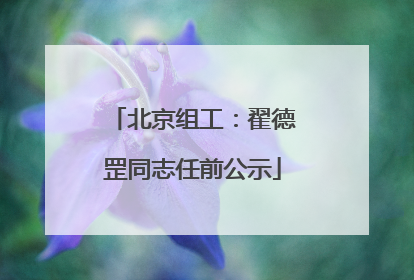 北京组工：翟德罡同志任前公示
