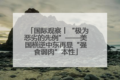 国际观察丨“极为恶劣的先例”——美国横逆中东再显“强食弱肉”本性