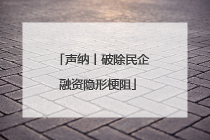声纳丨破除民企融资隐形梗阻