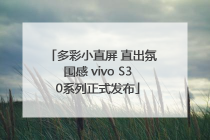 多彩小直屏 直出氛围感 vivo S30系列正式发布