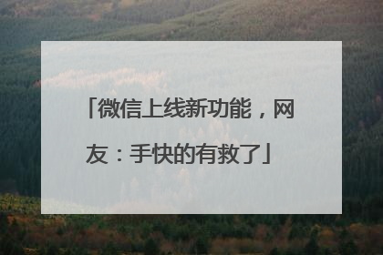 微信上线新功能，网友：手快的有救了