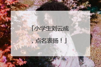 小学生刘云成，点名表扬！