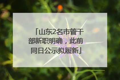 山东2名市管干部新职明确，此前同日公示拟履新