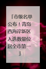 市级名单公布！青岛西海岸新区入选数量位居全市第一