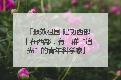 报效祖国 建功西部｜在西部，有一群“追光”的青年科学家