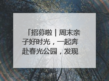招募啦｜周末亲子好时光，一起奔赴春光公园，发现环上之美！