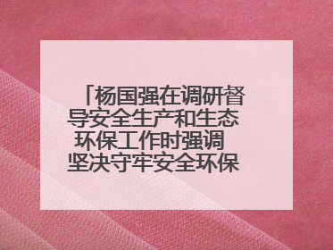 杨国强在调研督导安全生产和生态环保工作时强调 坚决守牢安全环保底线红线 为全市经济社会高质量发展提供坚强保障
