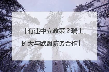 有违中立政策？瑞士扩大与欧盟防务合作