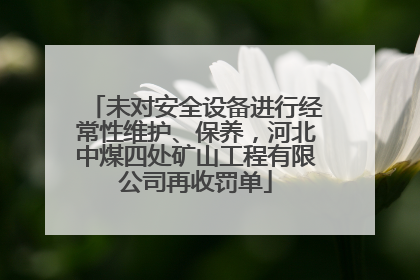 未对安全设备进行经常性维护、保养，河北中煤四处矿山工程有限公司再收罚单