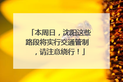 本周日，沈阳这些路段将实行交通管制，请注意绕行！