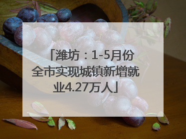 潍坊：1-5月份全市实现城镇新增就业4.27万人