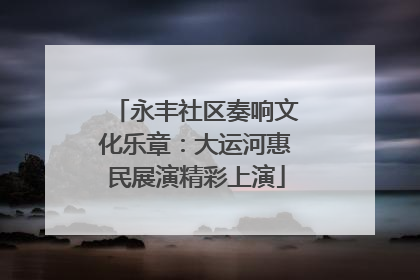 永丰社区奏响文化乐章：大运河惠民展演精彩上演