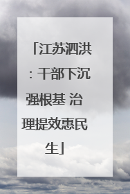 江苏泗洪：干部下沉强根基 治理提效惠民生
