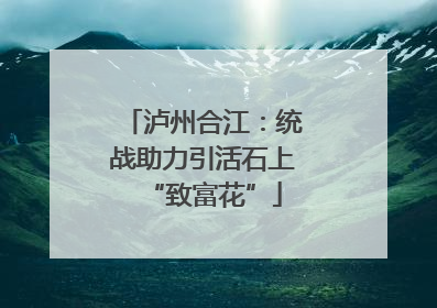 泸州合江：统战助力引活石上“致富花”
