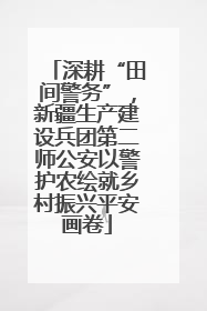 深耕“田间警务”,新疆生产建设兵团第二师公安以警护农绘就乡村振兴平安画卷