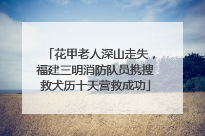 花甲老人深山走失，福建三明消防队员携搜救犬历十天营救成功