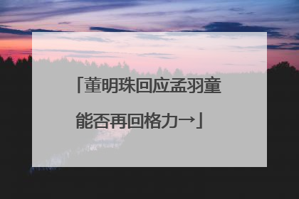 董明珠回应孟羽童能否再回格力→