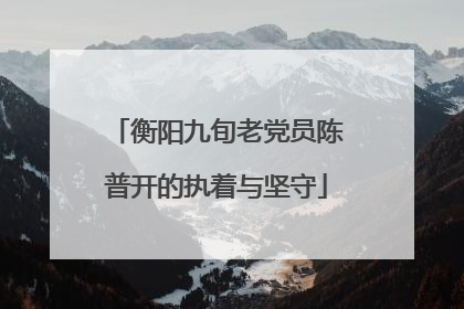 衡阳九旬老党员陈普开的执着与坚守