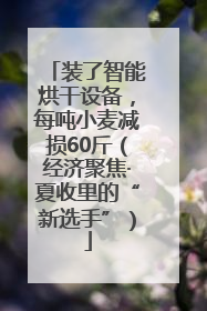 装了智能烘干设备，每吨小麦减损60斤（经济聚焦·夏收里的“新选手”）