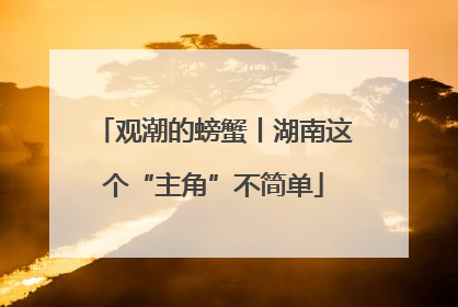 观潮的螃蟹丨湖南这个“主角”不简单
