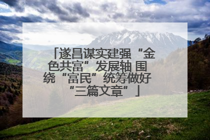 遂昌谋实建强“金色共富”发展轴 围绕“富民”统筹做好“三篇文章”