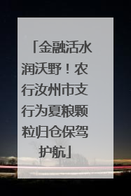金融活水润沃野！农行汝州市支行为夏粮颗粒归仓保驾护航