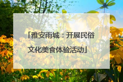 雅安雨城：开展民俗文化美食体验活动