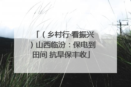 （乡村行·看振兴）山西临汾：保电到田间 抗旱保丰收