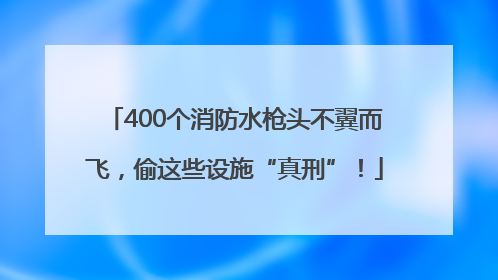 400个消防水枪头不翼而飞，偷这些设施“真刑”！